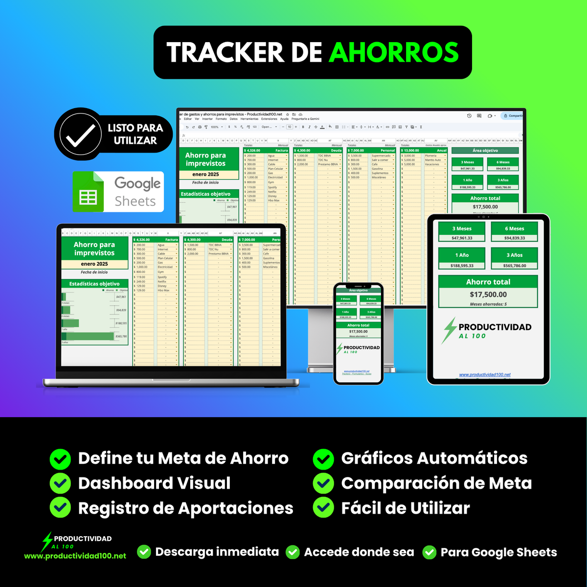Planificador de Ahorros - Google Sheets ✅